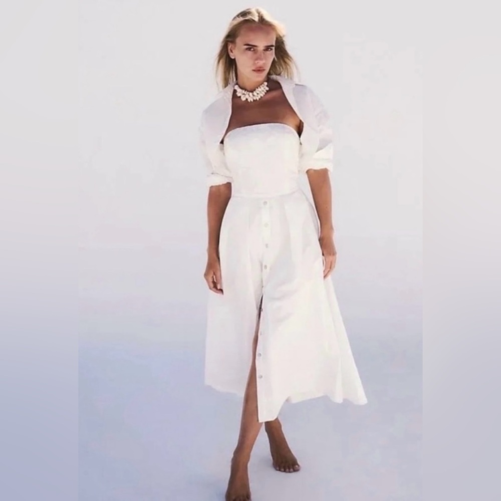 Free people Isley long sleeve 2 in 1 button down midi dress